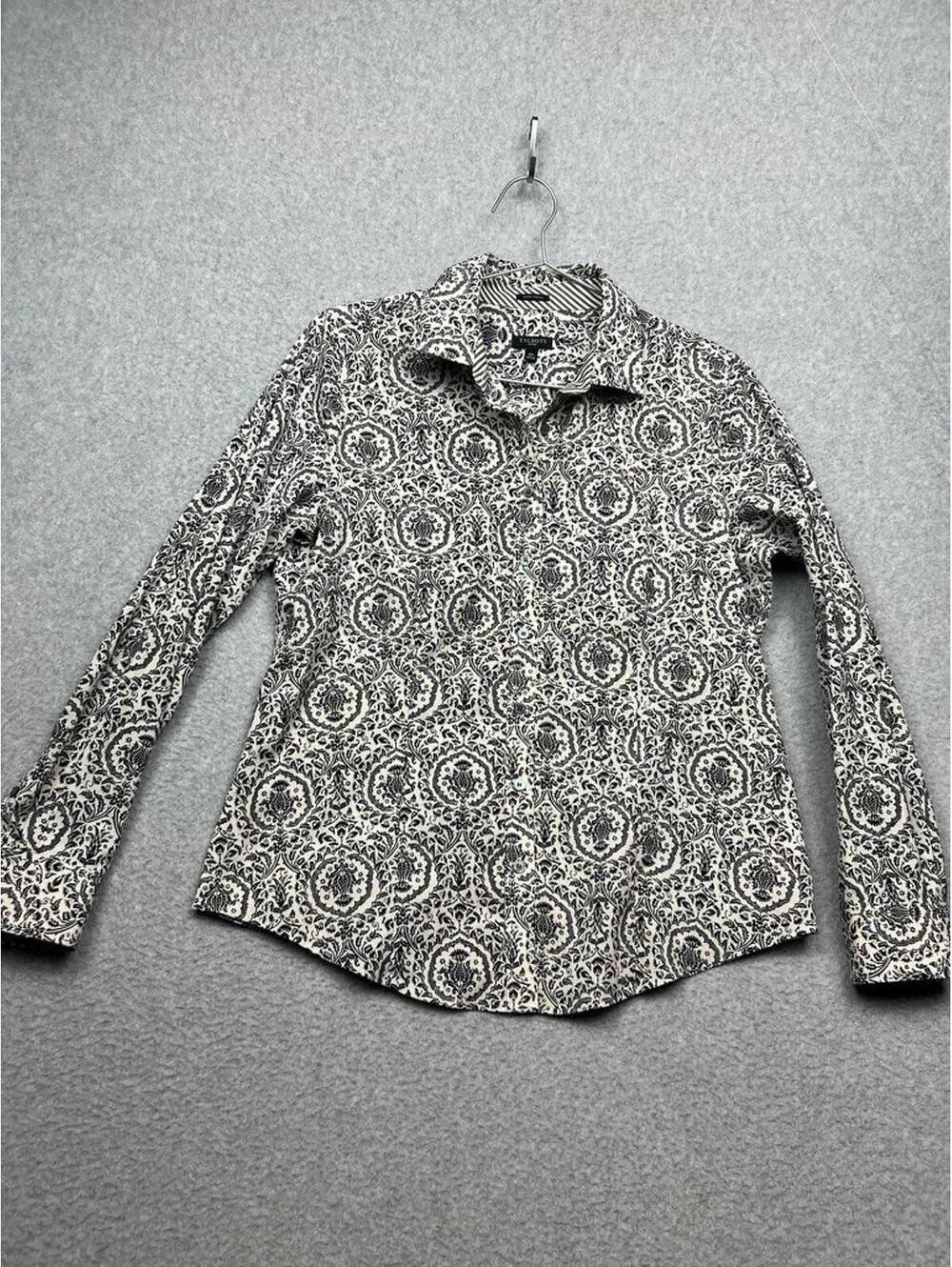 Talbots Button Up Paisley Shirt Womens Petite 10P Long Sleeve Causal